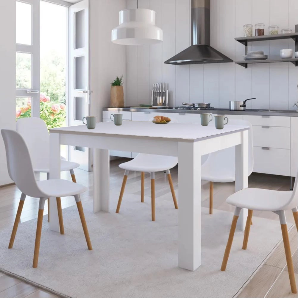Tavolo per Sala da Pranzo Fisso 120x80 H74cm Bianco e Top 18mm Moderno