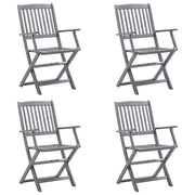 Sedie da Giardino Pieghevoli 4pz con Cuscini in Massello Acacia 3064517