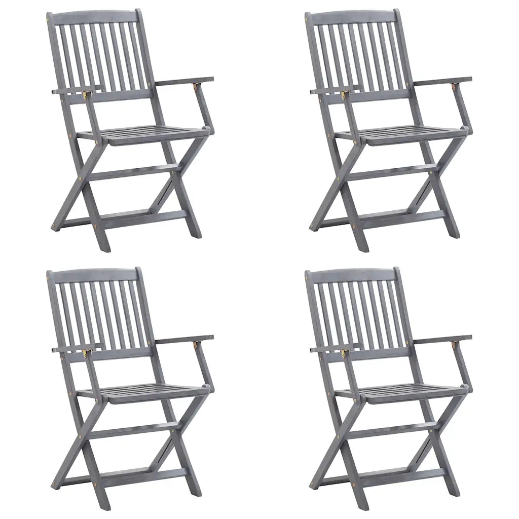 Sedie da Giardino Pieghevoli 4pz con Cuscini in Massello Acacia 3064517