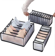 Organizzatore a 3 pannelli pieghevoli a rete, organizzatore di contenitori per l'abbigliamento per neonati, magliette, calze, sciarpe, reggiseni (bianco, marrone, grigio, nero)