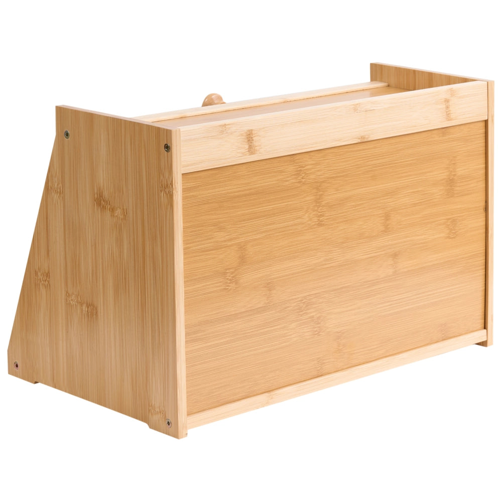 Contenitore per il pane in bambù marrone chiaro 41 x 25 x 25 cm con pannello frontale decorativo in acrilico trasparente stile scandinavo