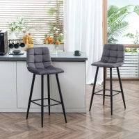 set da 2 sgabelli da bar con poggiapiedi in stile retrò 42 cm x 47 cm x 105 cm Grigio