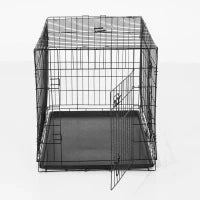 Gabbia Trasportino in Acciaio per Animali Pieghevole, 106×71×76cm, Nero