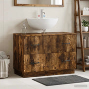 Armadio per Lavabo da Bagno HOORN Rovere Fumo 82 x 41 x 56 cm 897240