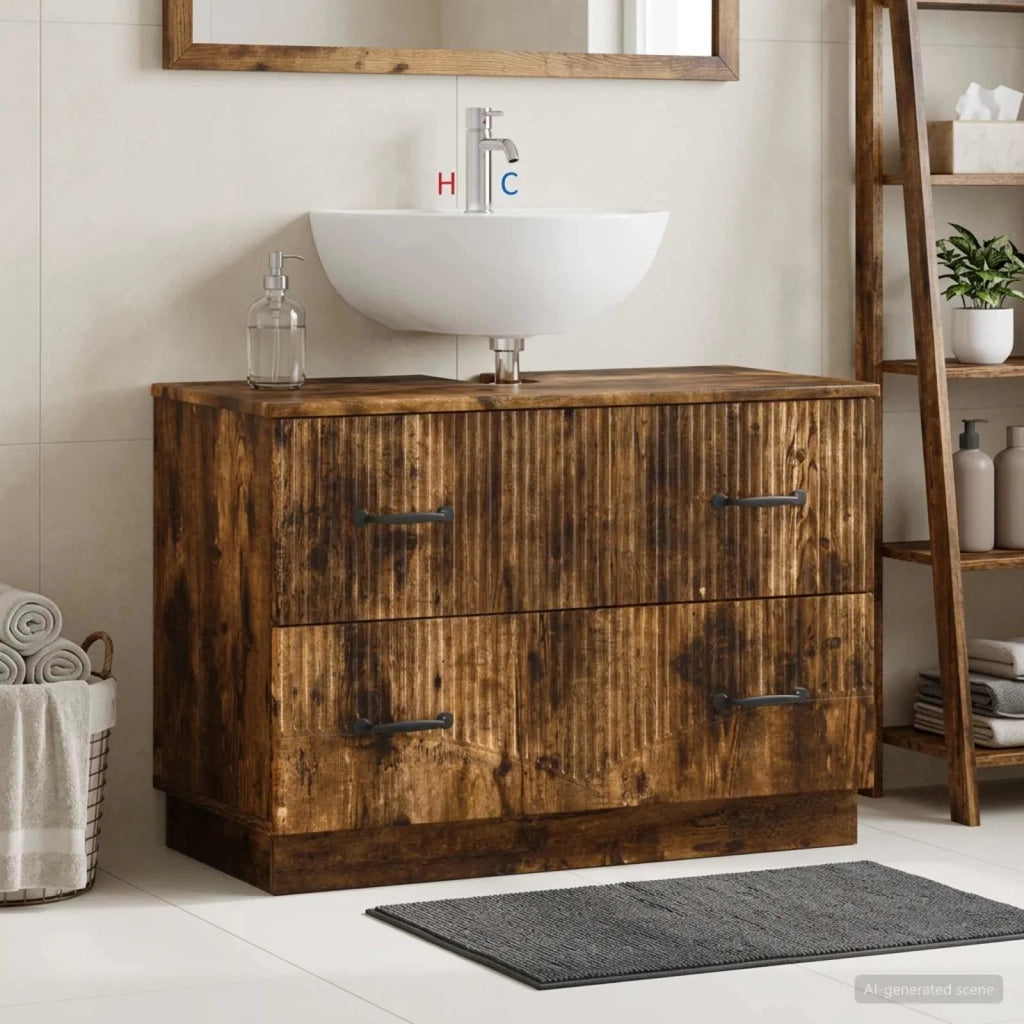 Armadio per Lavabo da Bagno HOORN Rovere Fumo 82 x 41 x 56 cm 897240