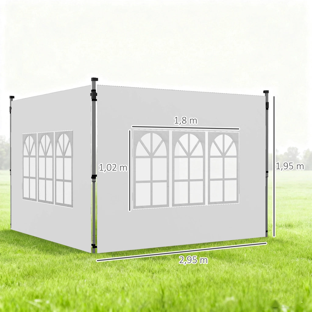 Set 2 pezzi pannelli laterali per gazebo 3x3/3x4 m con finestra ¨C zephmum ¨C bianco impermeabile