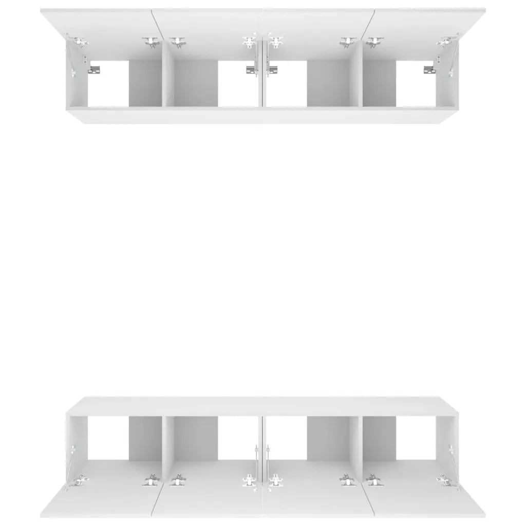 Mobili TV 4 pz Bianchi 80x30x30 cm in Legno Multistrato
