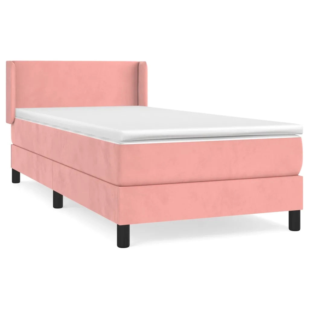 Giroletto a Molle con Materasso-Struttura Letto Rosa 90x190 cm in Velluto 668518