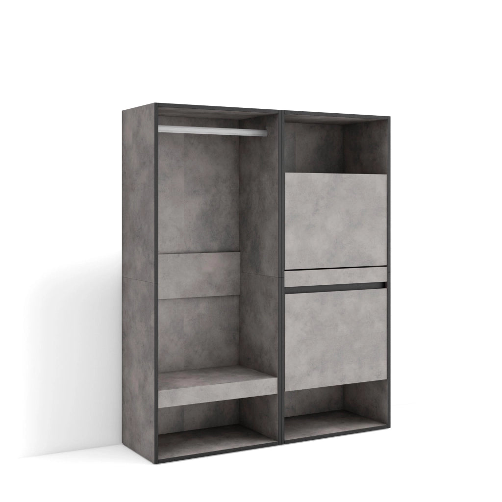 Armadio Aperto, 120x35x145cm, Camera da letto, Scarpiera, grigio cemento RF3491