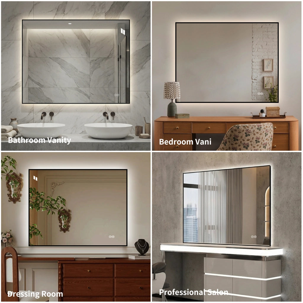 Specchio luminoso da bagno con retroilluminazione a 3 colori e funzione antiappannamento vetro argento 77 × 97 cm