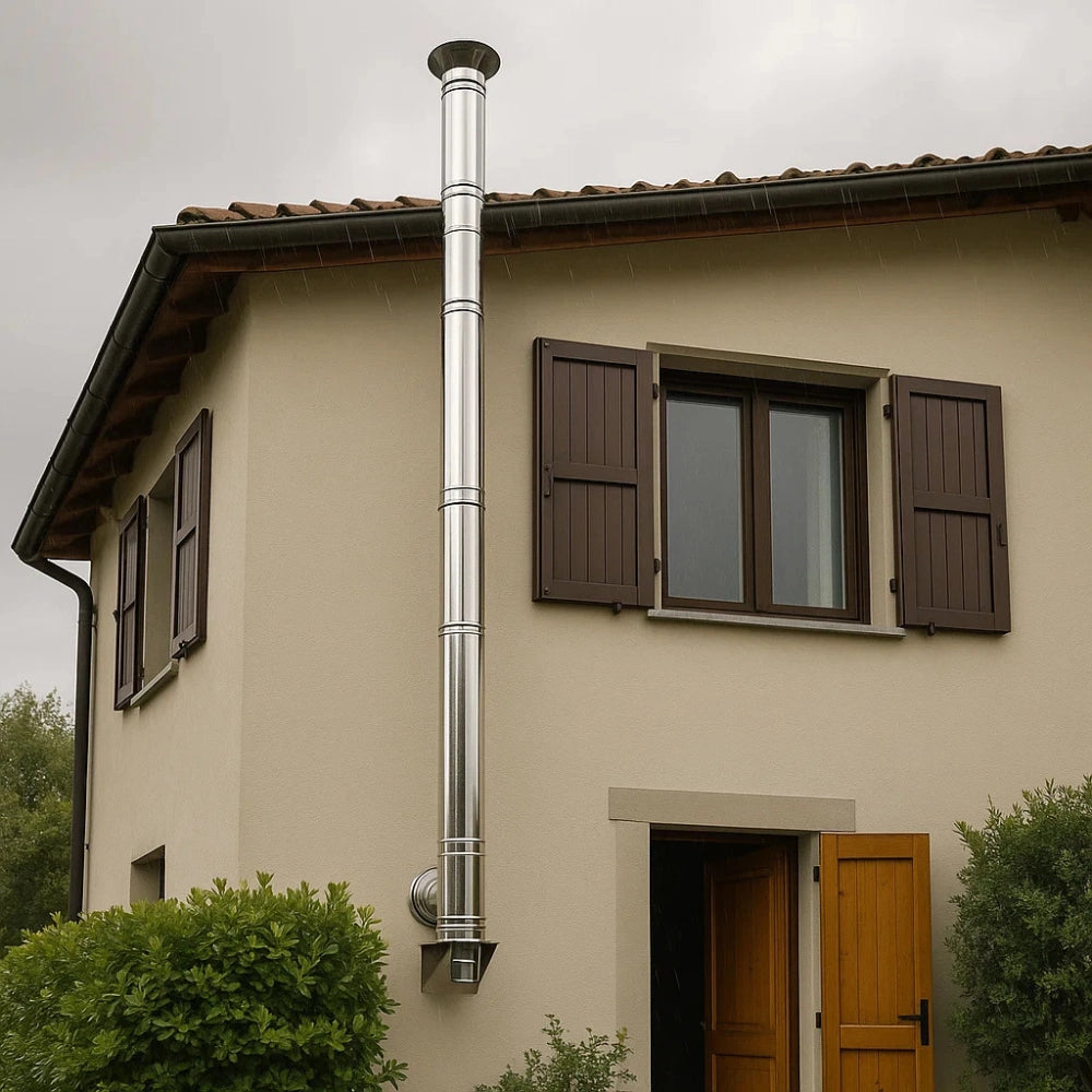 Tubo acciaio doppia parete Ø 300/350 mm sp. 0,5 mm h. 500 mm canna fumaria