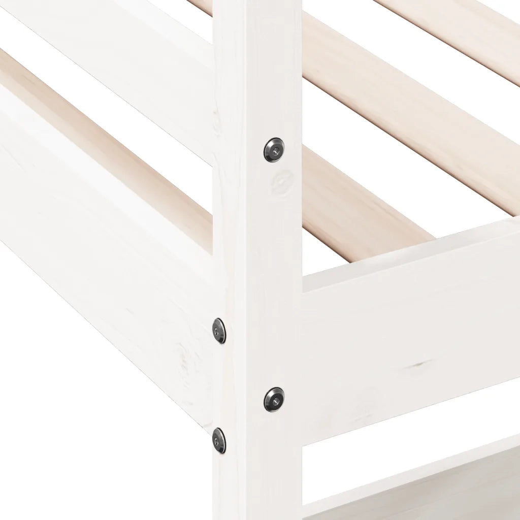 vidaXL Letto Soppalco con Scrivania Bianco 90x200 cm Massello Pino