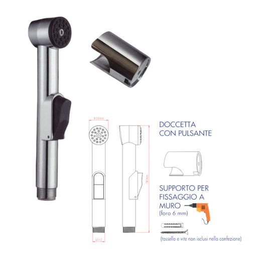 Doccetta idroscopino a pulsante multiuso con supporto