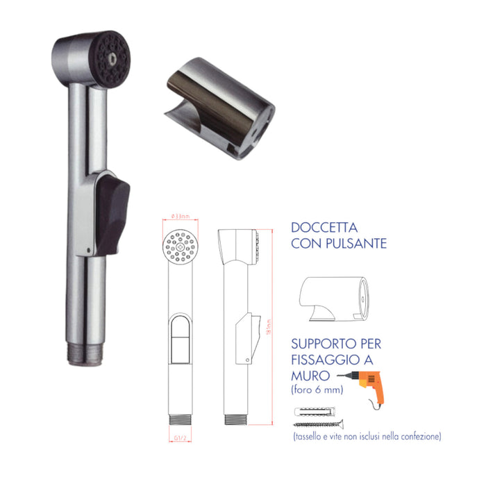 Doccetta idroscopino a pulsante multiuso con supporto