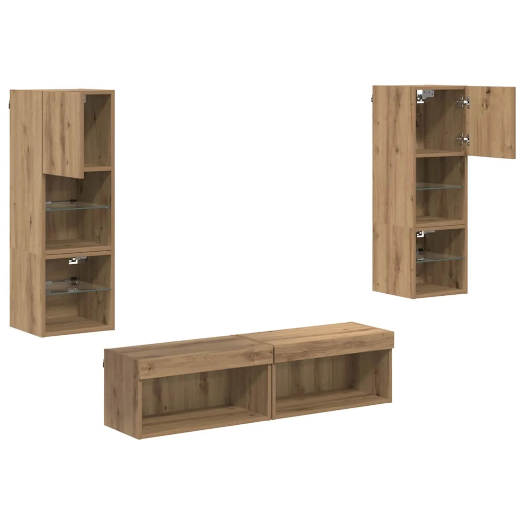 Unità TV da Parete 6 pcs Rovere artigianale Legno multistrato 3402930