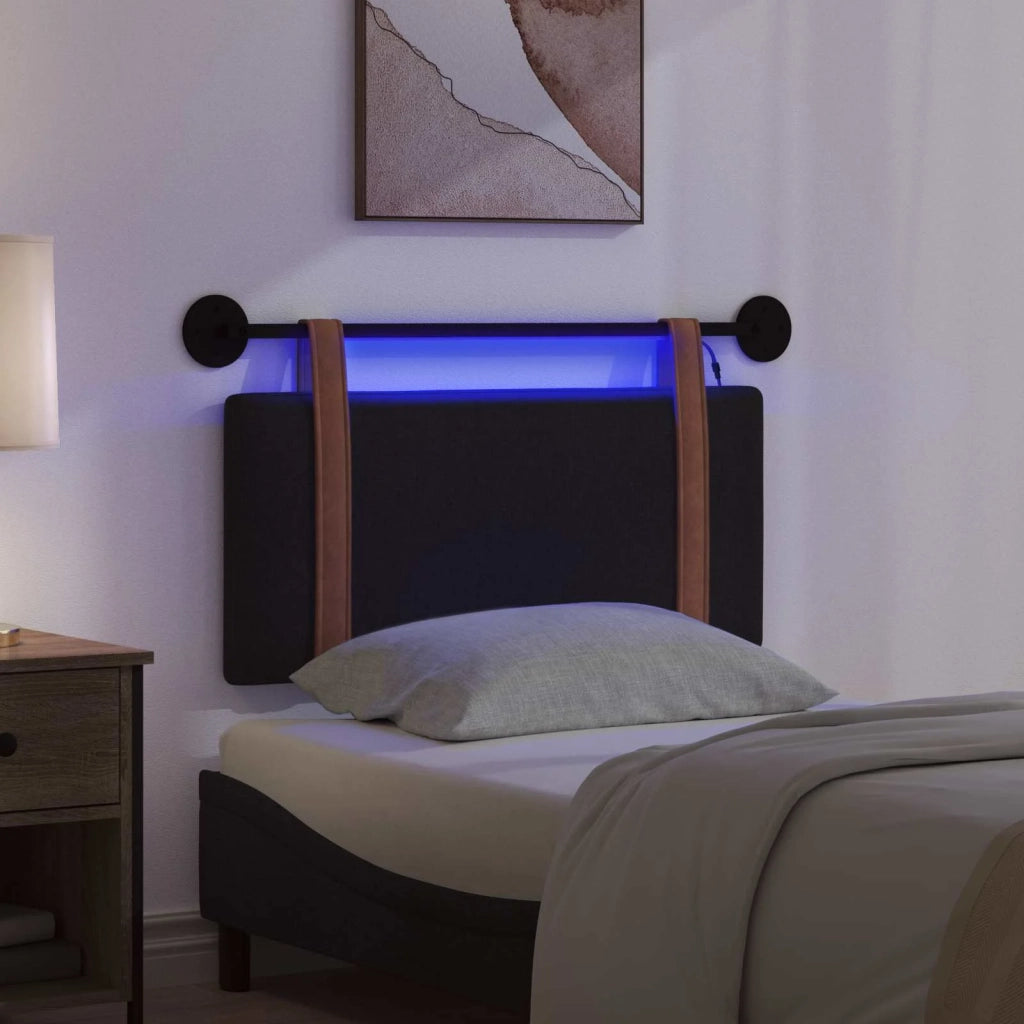 Testiera | Testata sospesa Con luce LED Nero PU Antico