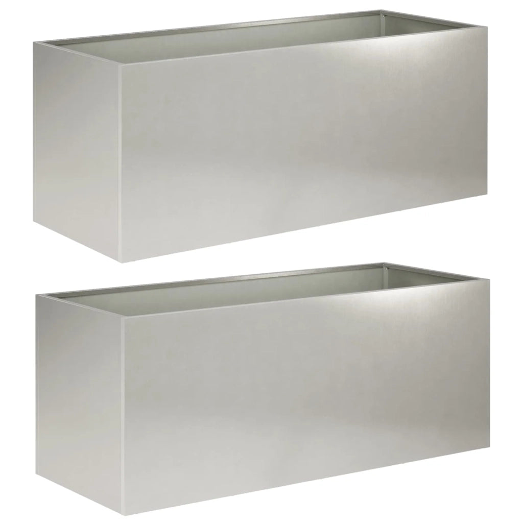 Vaso da giardino 2 pz Argento 100 x 40 x 40 cm Acciaio Inox 8005255
