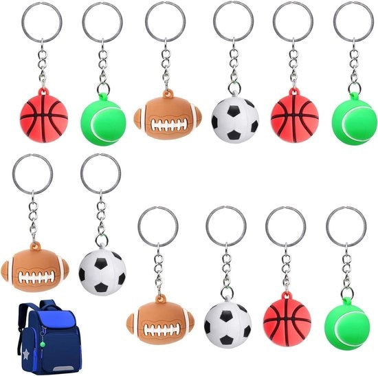 Set di accessori per festa - 12-pack mini cestini da basket pallavolo calcio chiavi - decorazioni per borse per feste per bambini