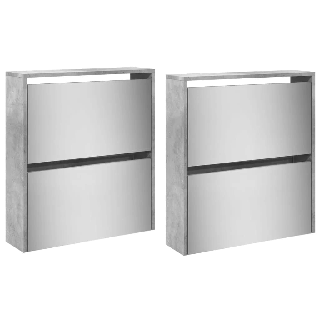 Scarpiera mobiletto portascarpe mobile ingresso/corridoio/soggiorno con specchio 4 ripiani 63 x 17 x 134 cm grigio 02_0021764