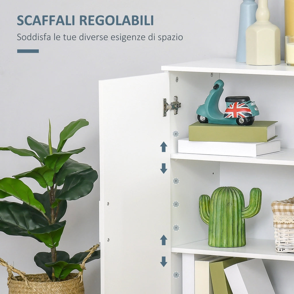 Mobile Bagno Moderno 60x30x80 cm con 2 Ante e Maniglie Argentate in MDF Bianco