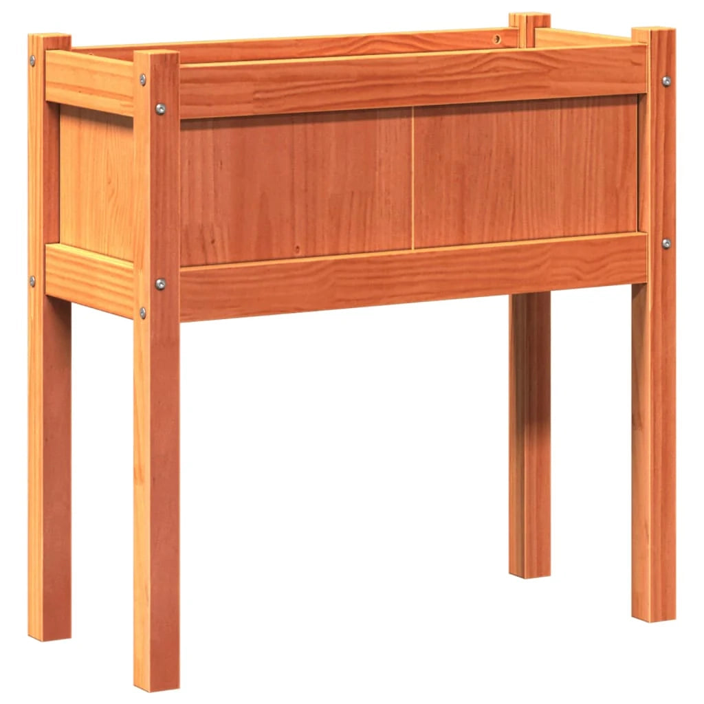 Fioriera rialzata per piante fiori giardino terrazze gambe cerate 70 x 31 x 70 cm legno di pino massiccio marrone 02_0038907