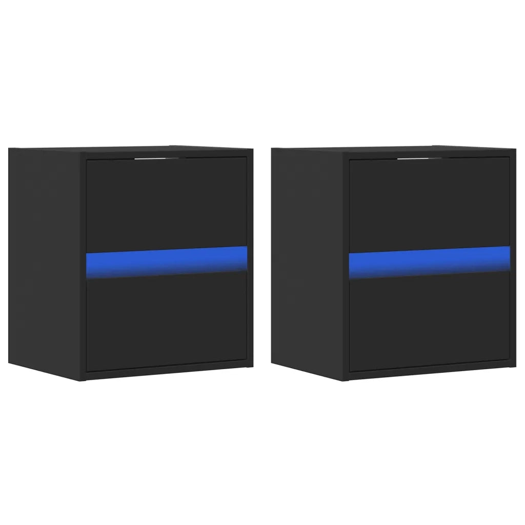 Mobili TV a Parete con Luci LED 2pz Neri 41x31x45 cm 852274