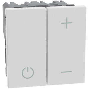 Dimmer a pulsante per lampade con ballast uscita 0-10V Bticino MATIXGO P40 2 moduli bianca JW4410