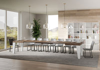 Tavolo Allungabile 160/420x90x77 cm Naxy Mix piano Noce gambe Bianco Frassino