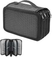Etui grande, 72 contenitori, con maniglia, per studenti, lavoro, attrezzatura scolastica, 20 x 12,5 x 8,3 cm, nero