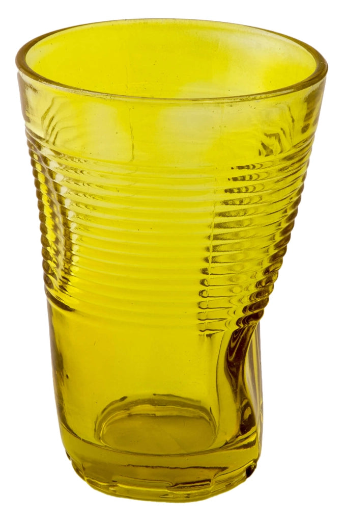 Set 6 Bicchieri Accartocciati 34 cl Ø8 cm in Vetro Pressato Kaleidos Gialli