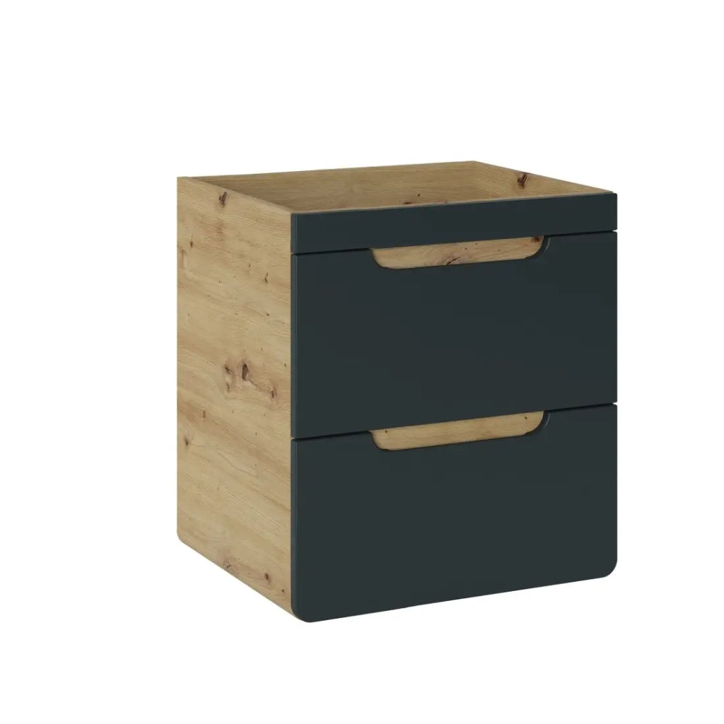 Mobile sottolavabo ERBANO – 50 cm – Colori rovere chiaro e grigio antracite – 2 porte – Da appendere