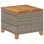 Tavolo da Giardino | Tavolino da esterno Grigio 45x45x37 cm Polyrattan e Legno Acacia