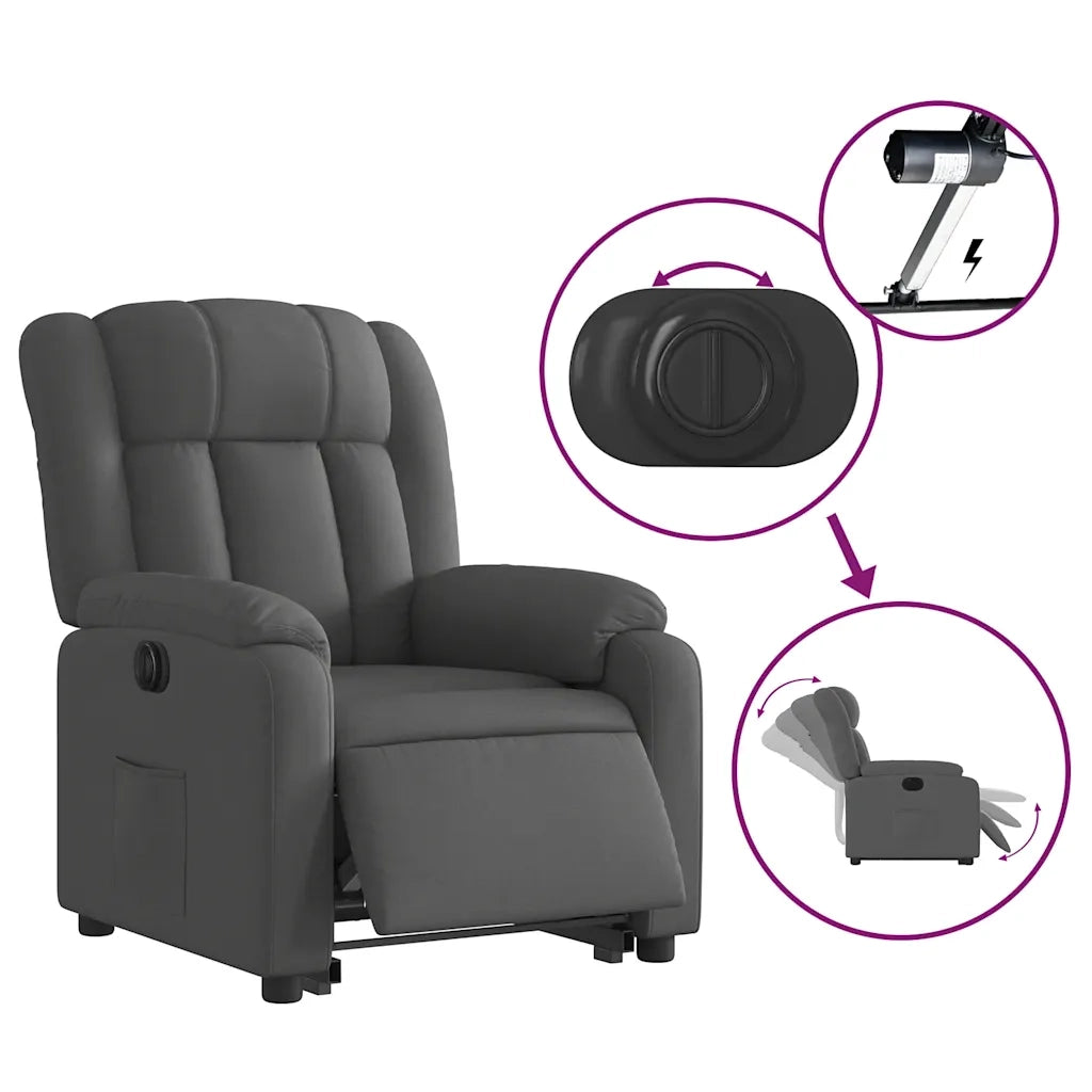 Poltrona Alzapersona Reclinabile Elettrica Grigio Scuro Tessuto 3205341