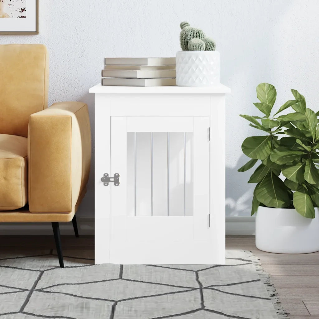 Gabbia Cani da Arredamento Bianca 55x80x68cm Legno Multistrato CFW9202003