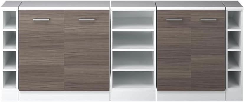 Set di mobili sottotetto Rion, Grigio nobile, 210 cm Set di 5 carcasse armadio profondità 60 cm, adatto per il salvaspazio sotto tetti spioventi