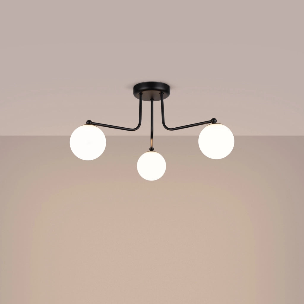Lampada da parete Astral French Sky a 3 luci, applique, nero, bianco, acciaio e vetro