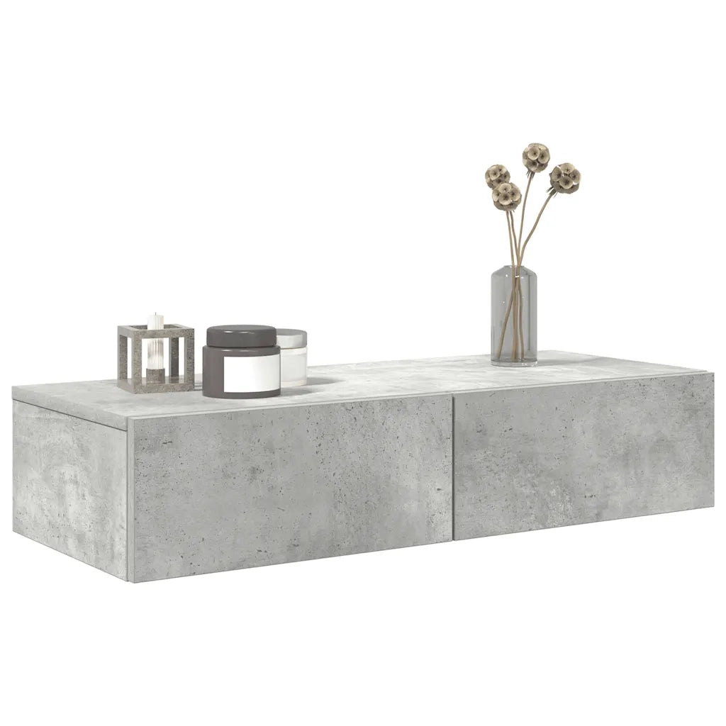 Scaffale a Parete con Cassetti Grigio 80x33x17 cm in Truciolato
