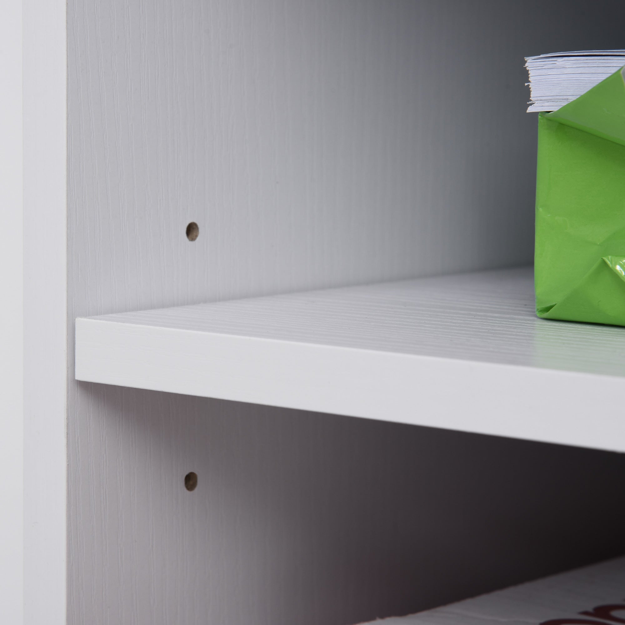 Mobiletto per Stampante con 4 Ruote Mensola Regolabile e Piano per CPU  in Legno Bianco