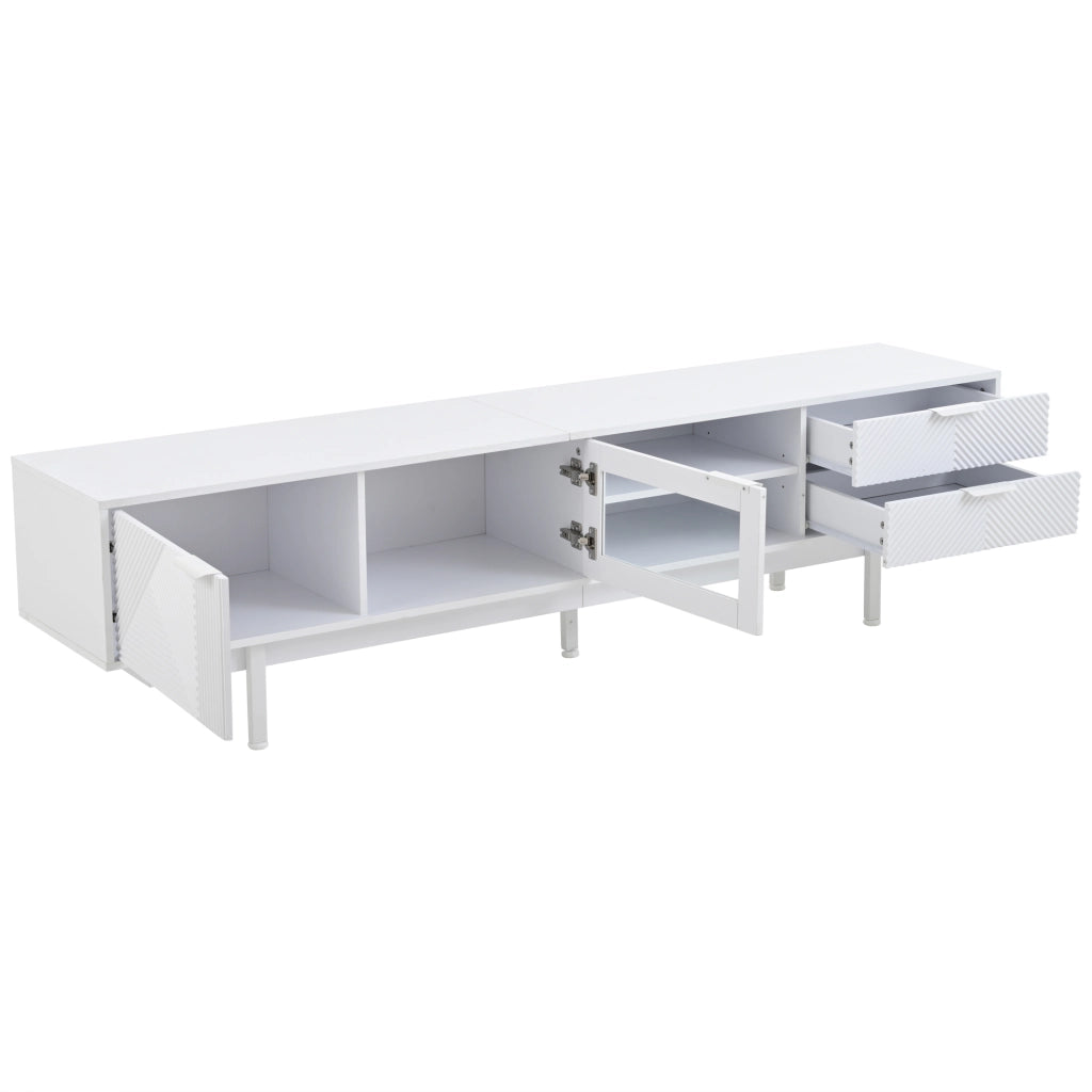 Mobile TV con 2 Ante; 2 Cassetti e 2 Vani per Soggiorno in Pannelli di Particelle 200 × 40 × 50.5 cm Bianco