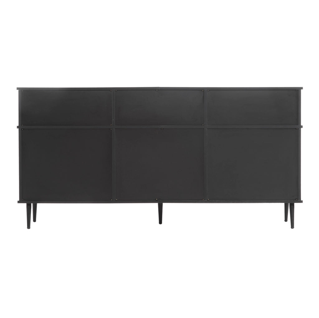Credenza con ante scorrevoli effetto rovere e nero, 160 cm