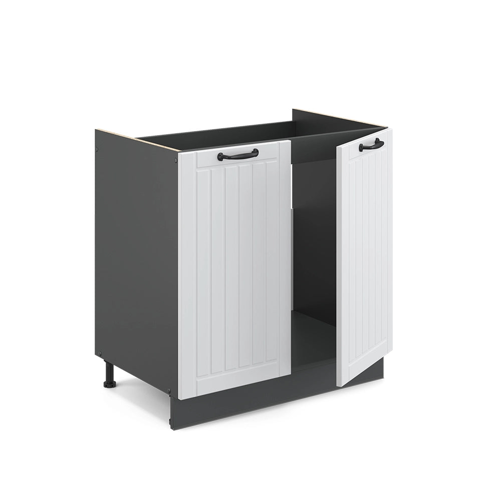 Mobile lavello cucina Fame-Line Bianco rustico/Antracite 80 cm senza piano di lavoro Vicco