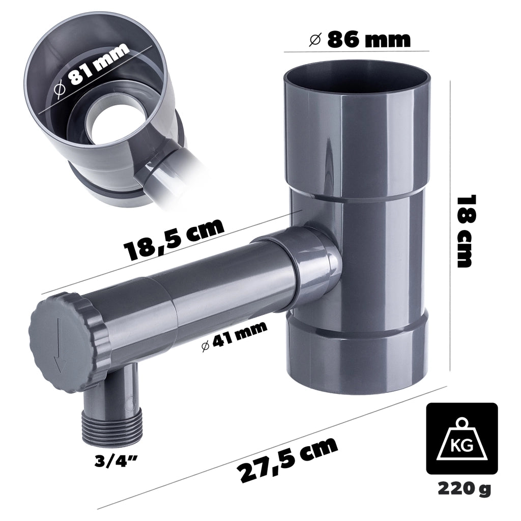 Collettore di acqua piovana KADAX con valvola di scarico da 80 mm