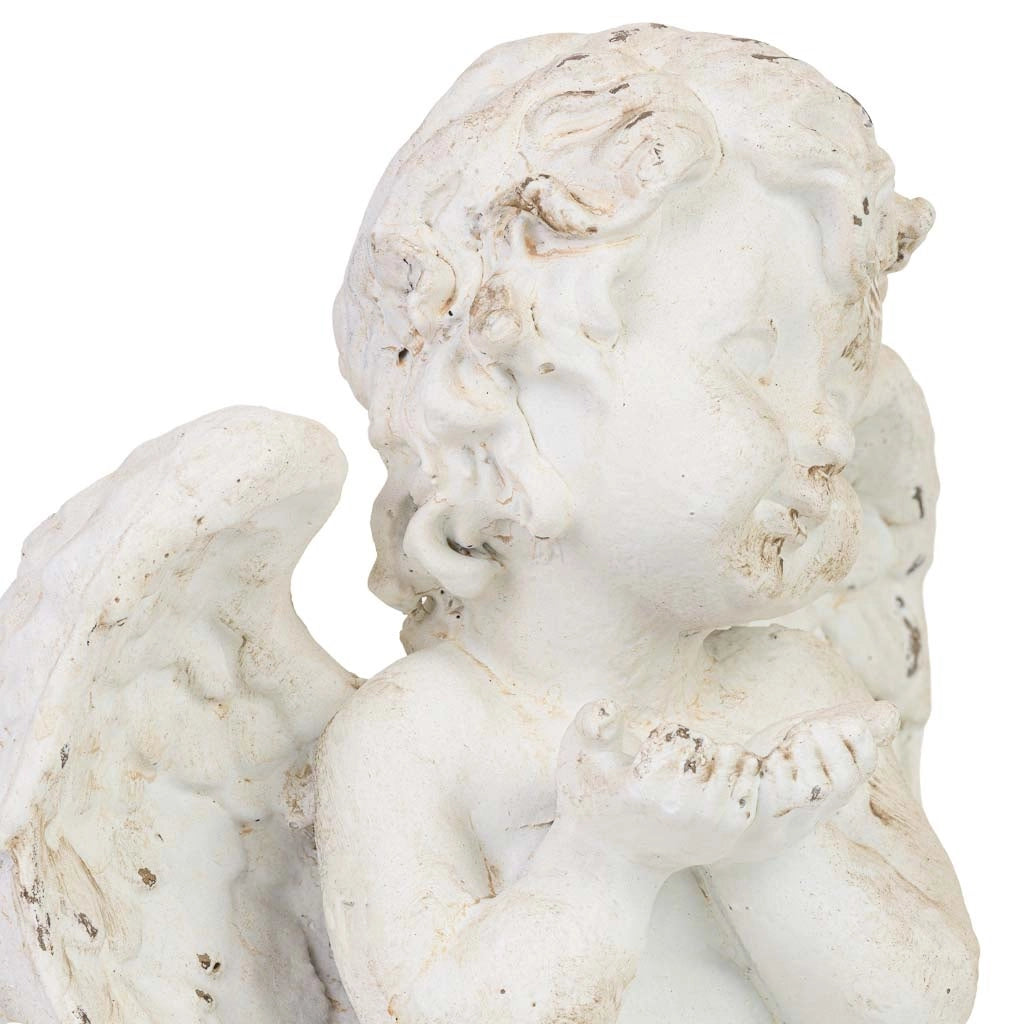Statuetta decorativa a forma di angelo in resina bianca, 17 x 12 x 20 cm (altezza)