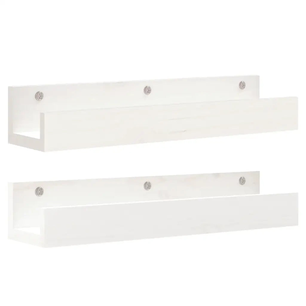 Mensole da Parete 2 pz Bianco 50x12x9cm Legno Massello di Pino cod mxl 33591
