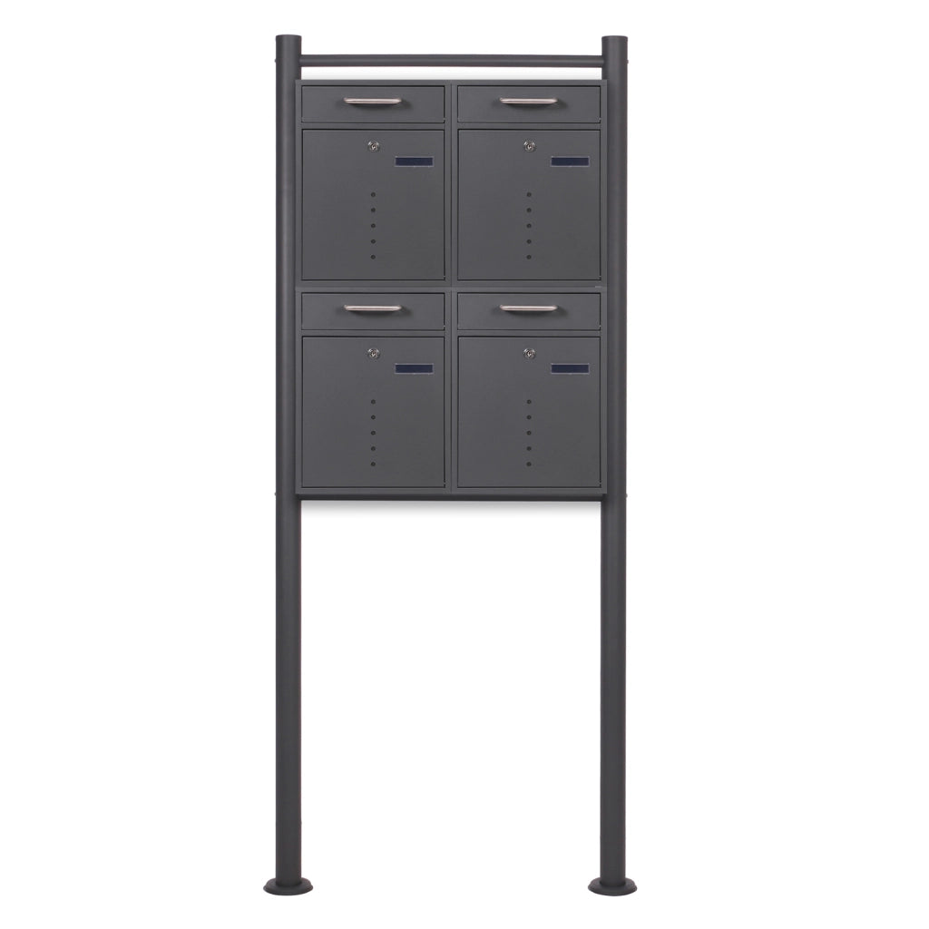 Cassetta delle lettere 2x2 V51 antracite Con supporto e finestrelle Cassetta postale