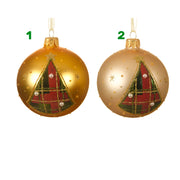 Pallina oro con albero 8 cm