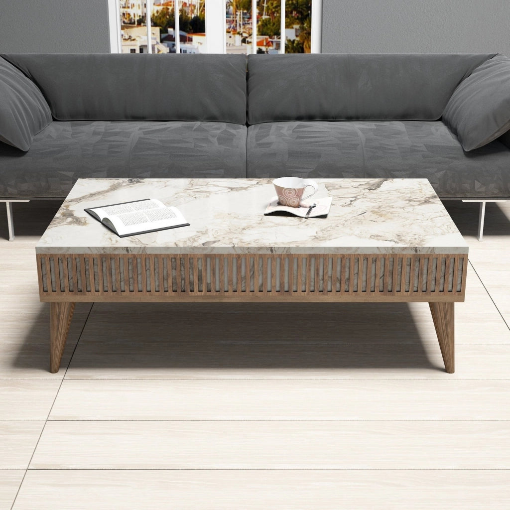 Tavolino da caffè in legno "Milano" - 105 x 60 x 34 cm - Noce Bianco