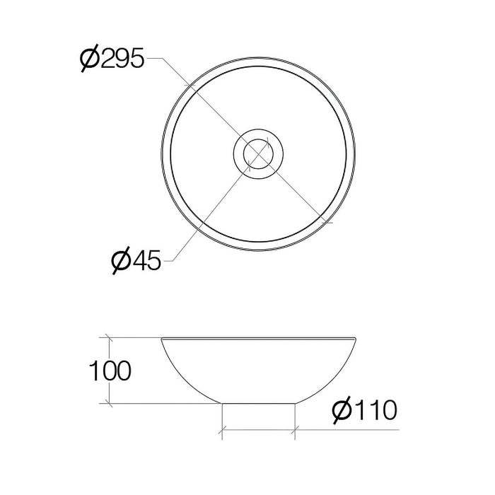 Lineabeta - Lavabo tondo da appoggio Acquaio in ceramica Ø29,5 cm antracite opaco