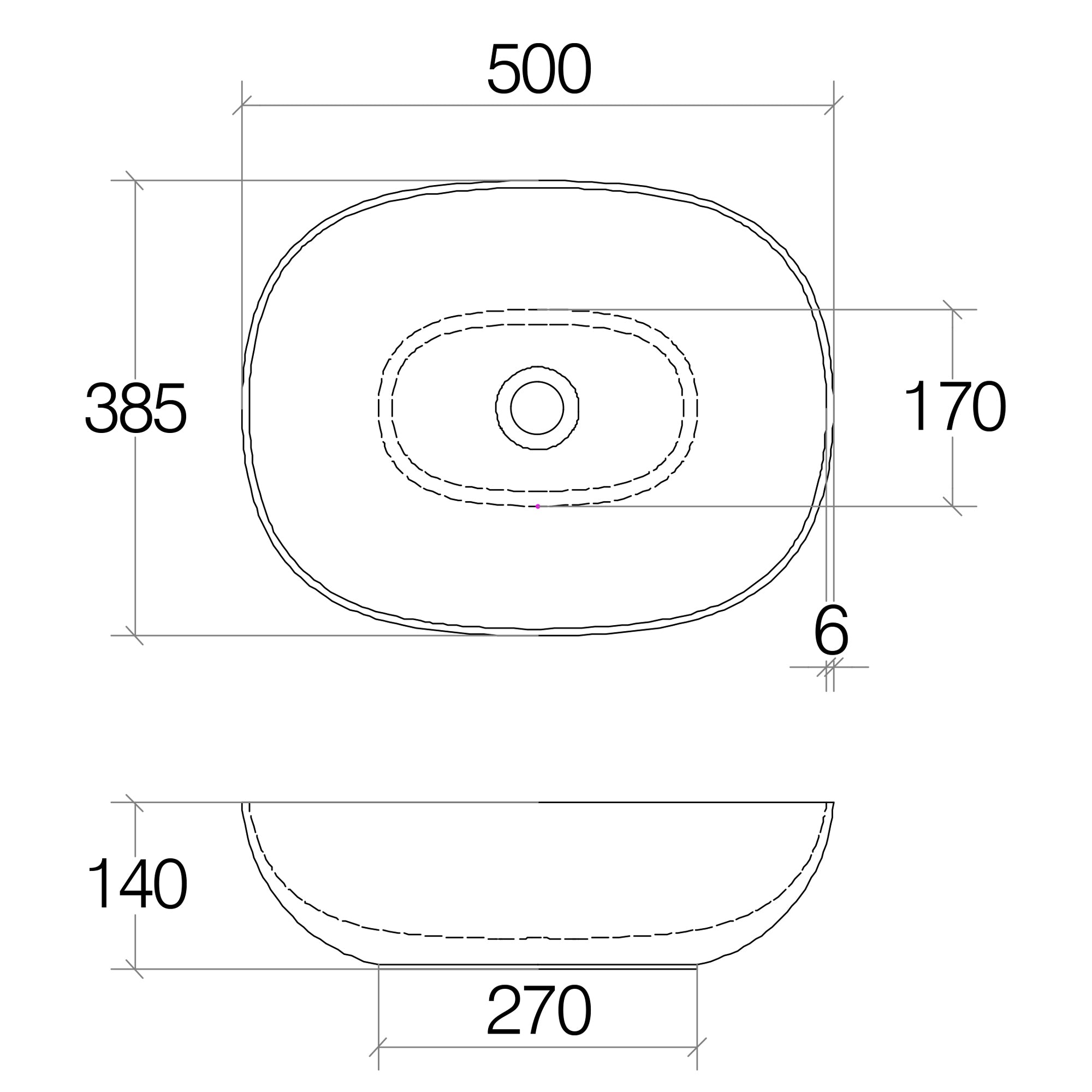 Lineabeta - Lavabo ovale da appoggio Acquaio in ceramica 50x38,5 grigio opaco