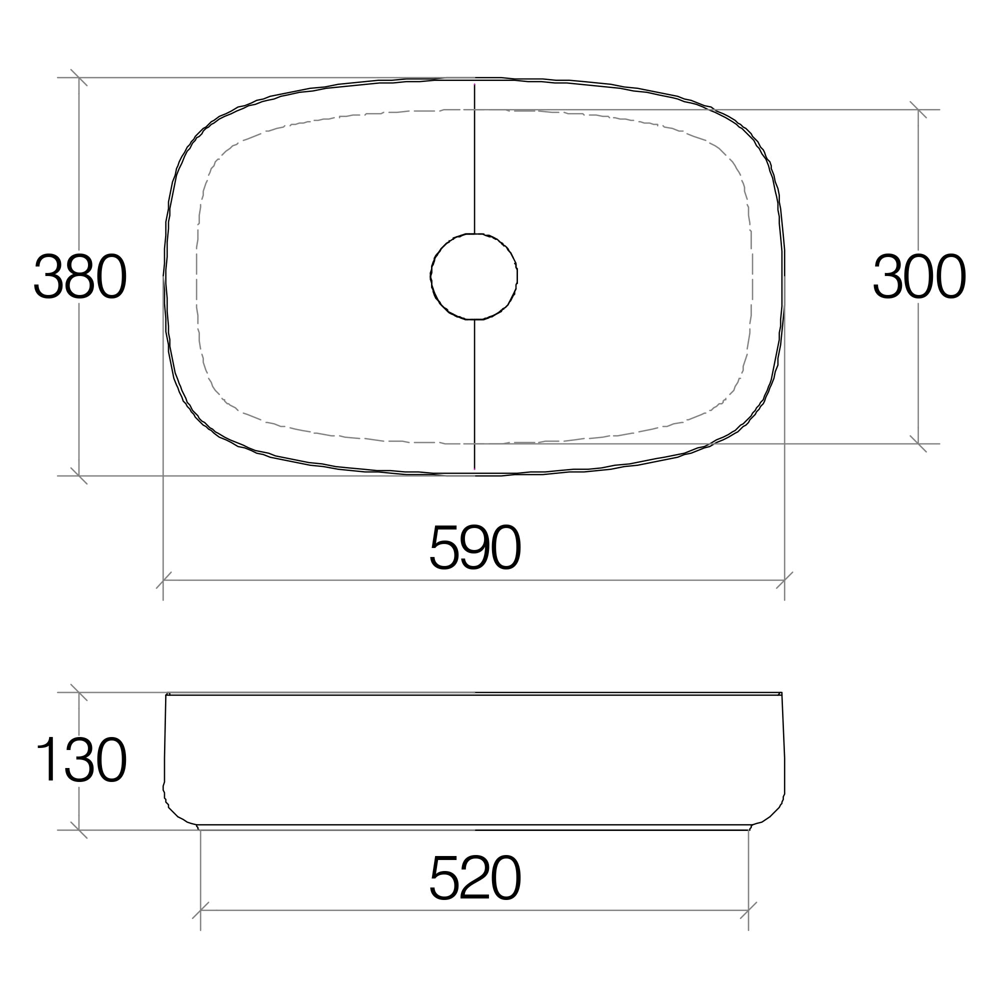 Lineabeta - Lavabo ovale da appoggio Acquaio in ceramica 59x38 bianco lucido